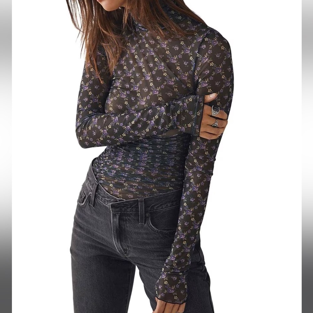 Free people mesh body suit midnight combo size medium